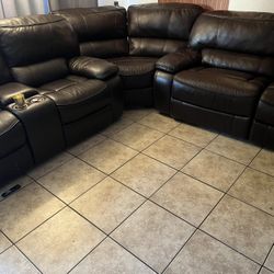 Xl Leather Sofa Sectional With 4 Recliners 