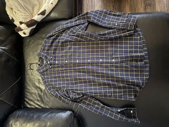 Polo Ralph Lauren Classic Fit Navy Blue  Plaid Dress Shirt XL