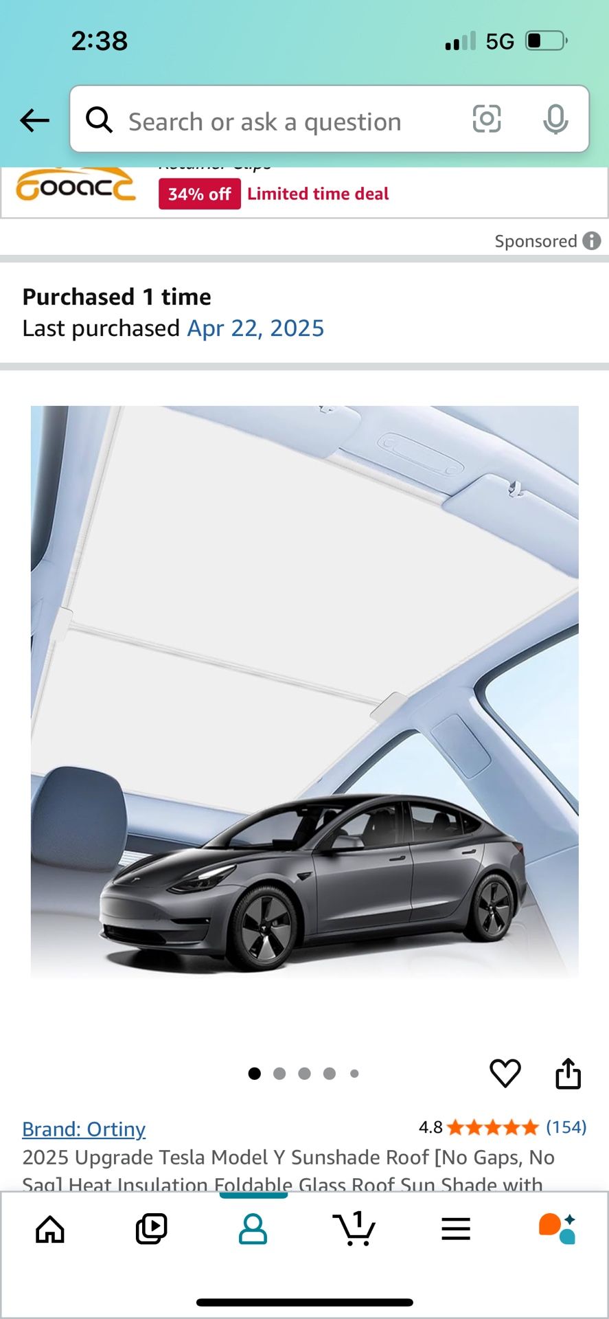Tesla Model Y 2023 Sunshade