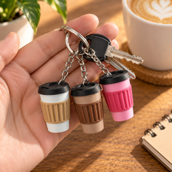 3D Printed Mini Coffee Cup Keychain / Bag Charm – Custom Colors