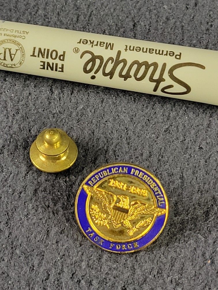 Vintage Republican Presidential Task Force Lapel Pin. Ronald Reagan Era.