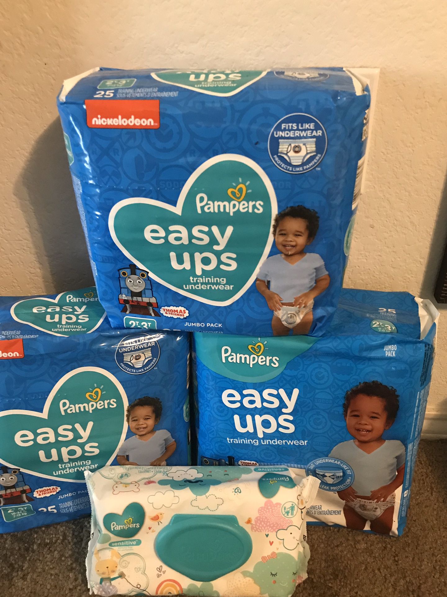 Pampers Easy UPS size 2T-4T and pack of Pampers wipes