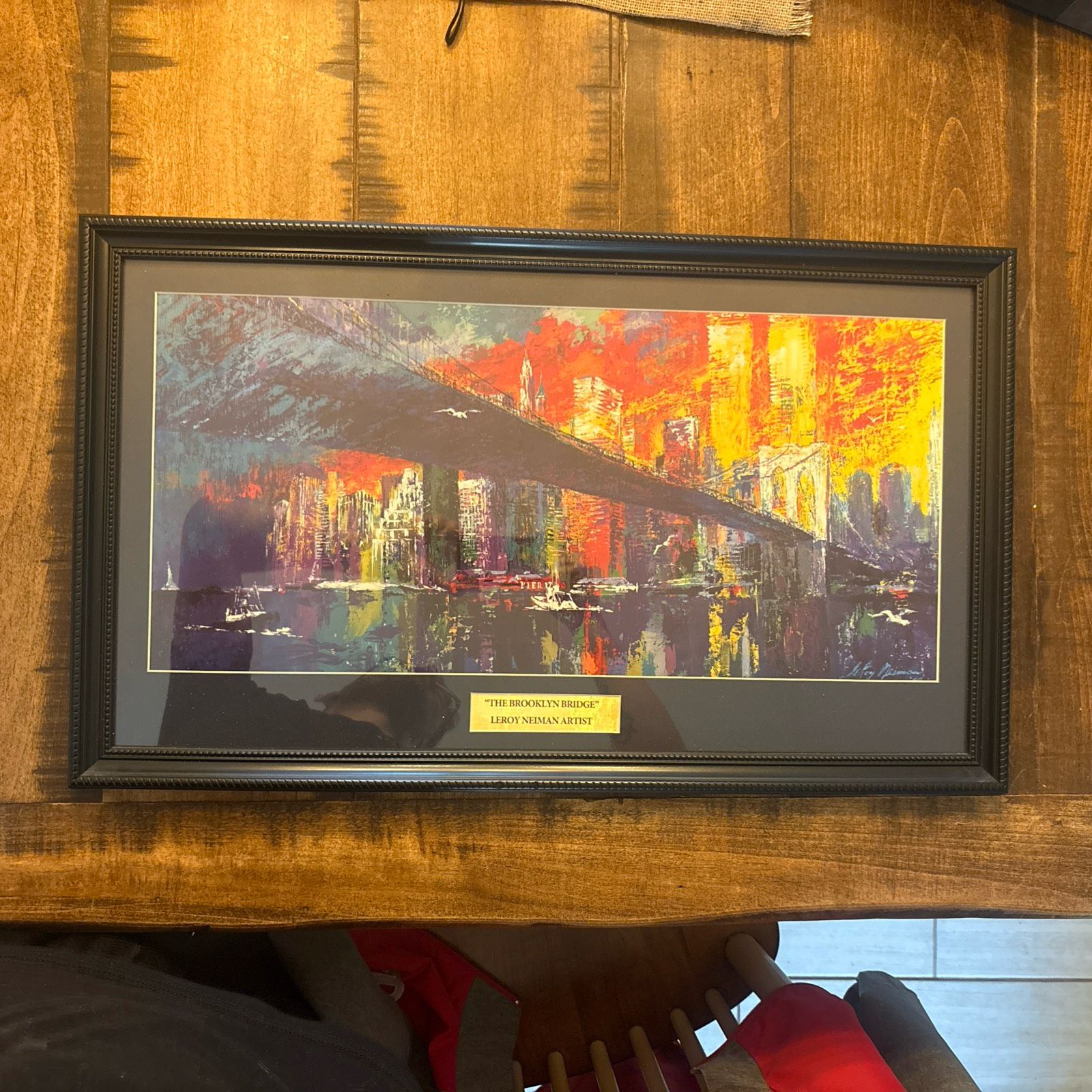 LeRoy Neiman "Brooklyn Bridge" FRAMED Abstract Art Lithograph New York OOP