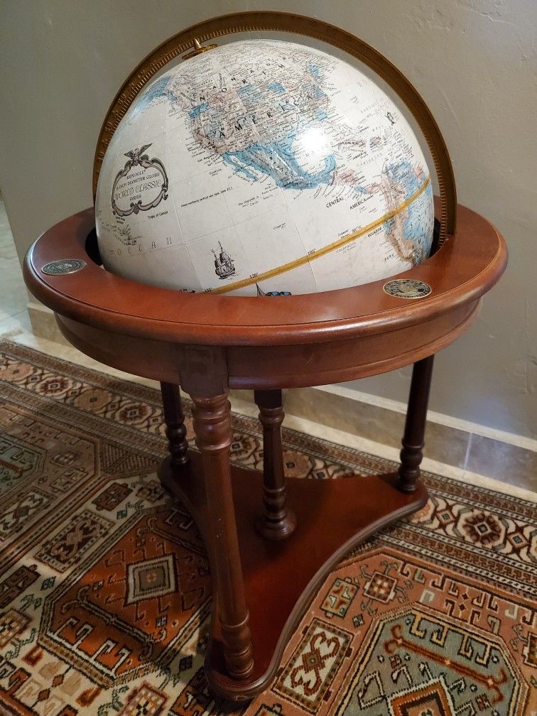 World Globe on Wood Stand