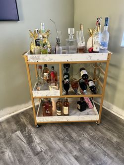 Golden Rolling Bar Cart