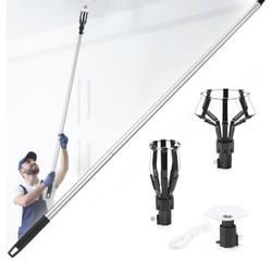 12FT Light Bulb Changer Tool w/Baskets & Suction Cup-long reach adjustable pole for high ceilings