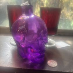 Glass Skull bottle. W/cork stopper