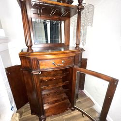 Wine Bar Cabinet w/ Rack & Storage – Solid Wood