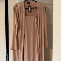 Maternity Strappy Cowl Neck Dress And Duster Coat 
