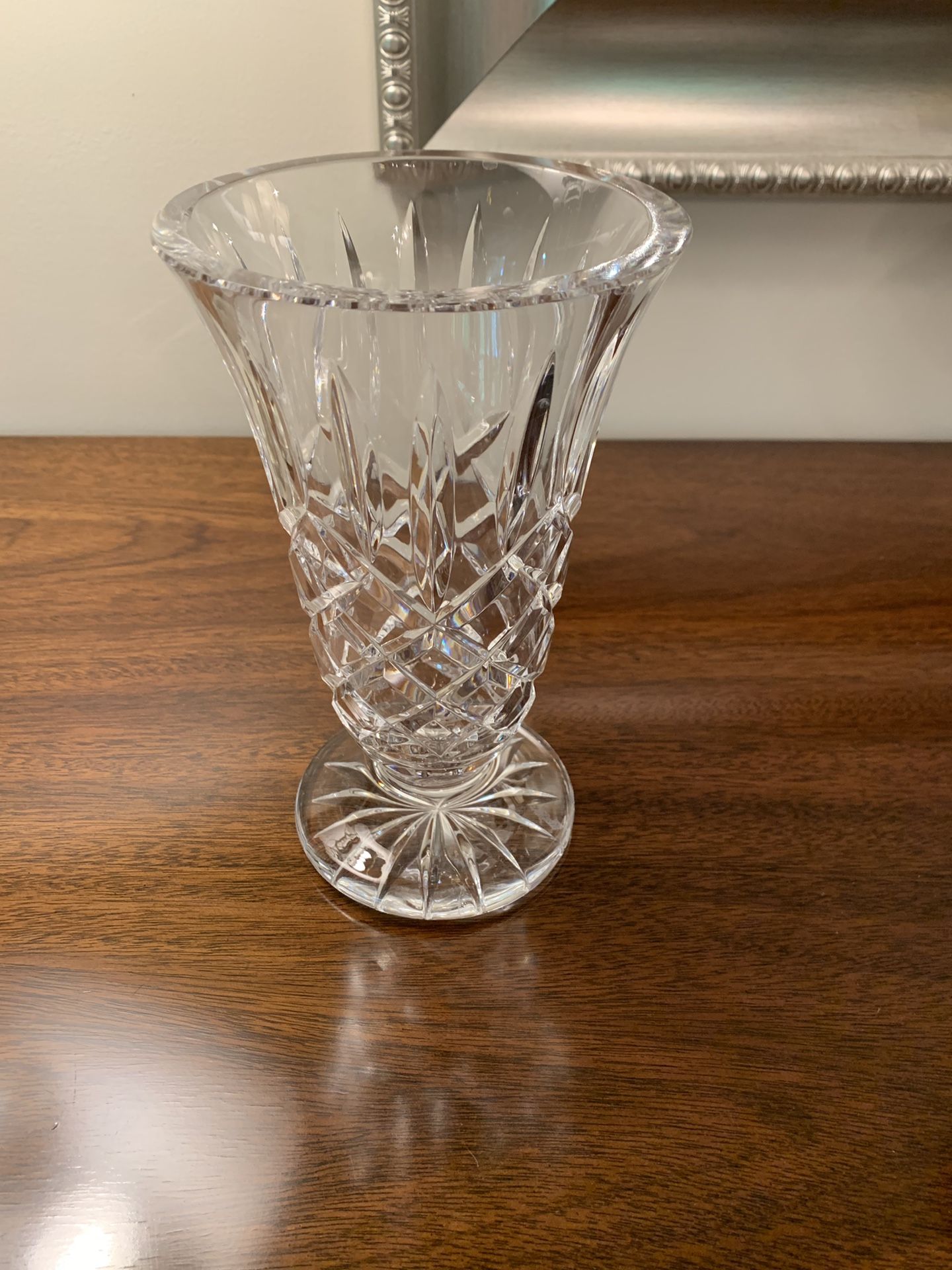Waterford Lismore crystal footed vase