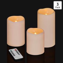 BRAND NEW 3 Flameless Candles with Remote, 3 pcs