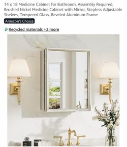 Medicine Cabinet with Mirror, Brushed Nickel Aluminum Frame 14 x 18 - brand new in box