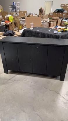 New Assembled Vintage 59'' Large Storage Cabinet Sideboard with 4 Doors and Adjustable Shelves
