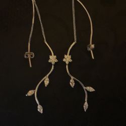 Beautiful 2.5” SilverTone Earrings With Sparkly Cubic Zirconia 