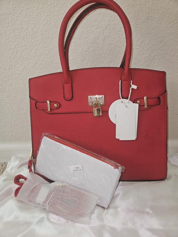 Leather Bright Red Purse