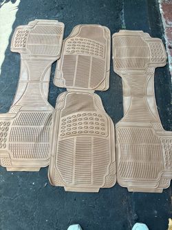 Beige Rubber Car Floor Mats Set