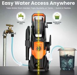 KASRECH 4500 PSI Electric Pressure Washer – 4 Nozzles, Self-Suction Hose, Multi-Scene Cleaning