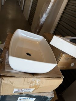 ELITE 302 Unique Rectangle Shape White Porcelain Ceramic Bathroom Vessel Sink