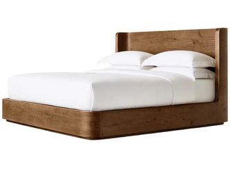 RESTORATION HARDWARE Oslo Aged Brown Oak King Shelter Bed Frame (AS IS)