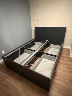 Queen Bedframe with storage & Headboard with storage