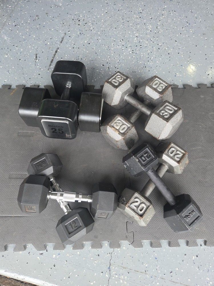 12 Pounds Dumbbells 20 Pounds Dumbbells 25 Pounds Dumbbells Set 30 Pounds Dumbbells Set Weight Weightlift Workout Excercise Curl
