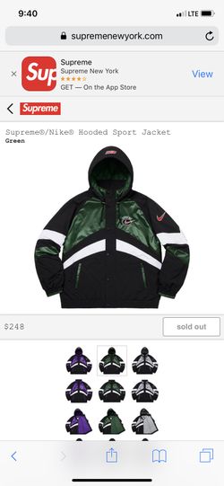 SUPREME NIKE HOODED SPORT JACKET SIZE LARGE GREEN
