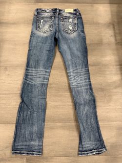 Miss Me Distressed Blue Flare Jeans - Mid Rise - Straight Leg - Size 27