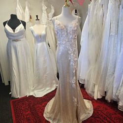 NEW XL champagne sequin beaded formal dress