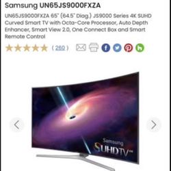 Samsung 65” CURVED UN65JS9000f Series 4k IHD 120Hz 3D Crystal Smart TV.