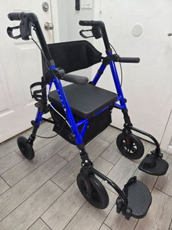 Walkers for Seniors, 2 in 1 Rollator Wheelchairs Combo with Seat, 10" All-Terrain Wheels, walker