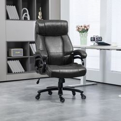 Big and Tall Office Chair, 400 lbs, Executive Comfy Computer Chair with PU Leather, Swivel Wheels, Black