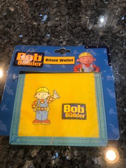 Bob the Builder Bifold Kids Wallet.  Size 4 1/2 inches wide and 3 3/4 inches long.  Brand new on original card.