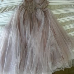 Milla Dress - Misty Rose Tulle Maxi Dress with a Corset Bustier