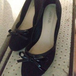 Just Fab Size Nine Maryjane Bow Tie Black Heels