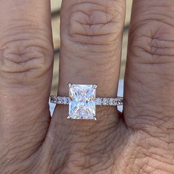 NEW! 3CT. Emerald Cut Genuine Moissanite Diamond Engagement Ring, Please See Details 🌹