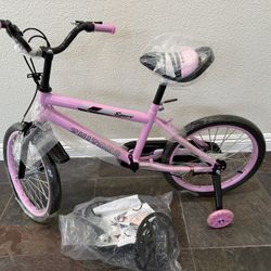 New 18 Inch Kids Bike with Training Wheels, Adjustable Seat, Carbon Steel Frame, Dual Brakes, Anti-Slip Wheels, Easy Assembly Youth Bicycle 3'1"-4'3"