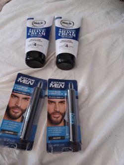 Mens Bundle magic razorless ahev cream and just for men 1 day beard and brow color