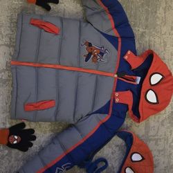 Spiderman Coat, Gloves, Additional Hat