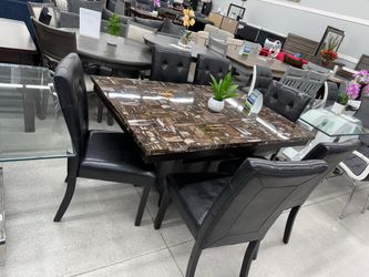 7pc Dining Set With Faux Marble Top 🔥🔥🔥