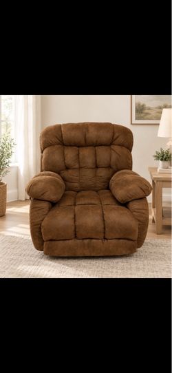 Brown Oversized Plush Recliner Chair