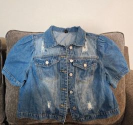Shein Soft Short Sleeved Denim Jacket - Size XL