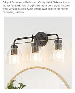 3-Light Black Farmhouse Vanity Light Fixture