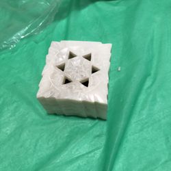 ANTIQUE ART DECO CELLULOID RING BOX JEWELRY BLUE VELVET DISPLAY RETRO STORAGE