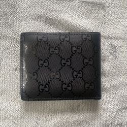 Black Double G Leather Bi Fold Wallet Men