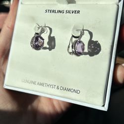 Amethyst And Diamond Earrings 