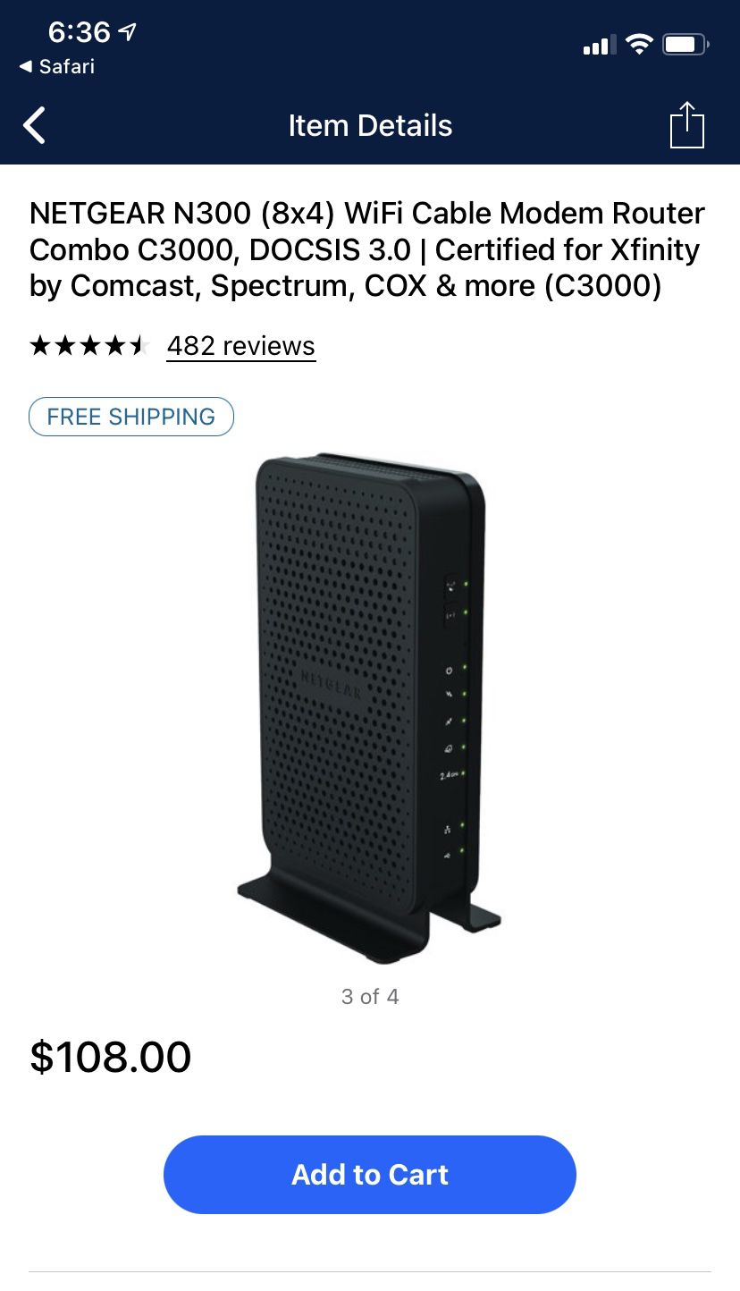 N300 WiFi Cable Modem Router.