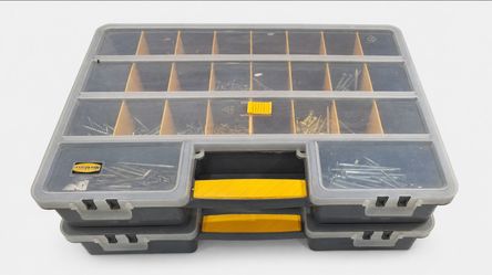 2 WorkForce 25-Compartment Organizers with Assorted Screws – Nearly 20 Lbs