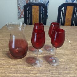 Red Wine Glass And Vase Set
