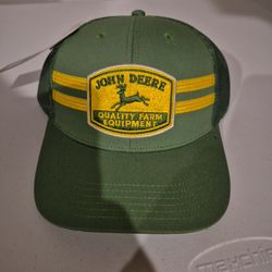John Deere Snapback Hat Trucker Cap Quality Farm Equipment Farming Deer