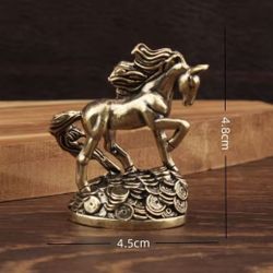 Hot Sale Brass Zodiac Horse With Money Horse Ornaments Desktop Decoration Crafts Ornaments Antique Bronze Animal Miniature Model